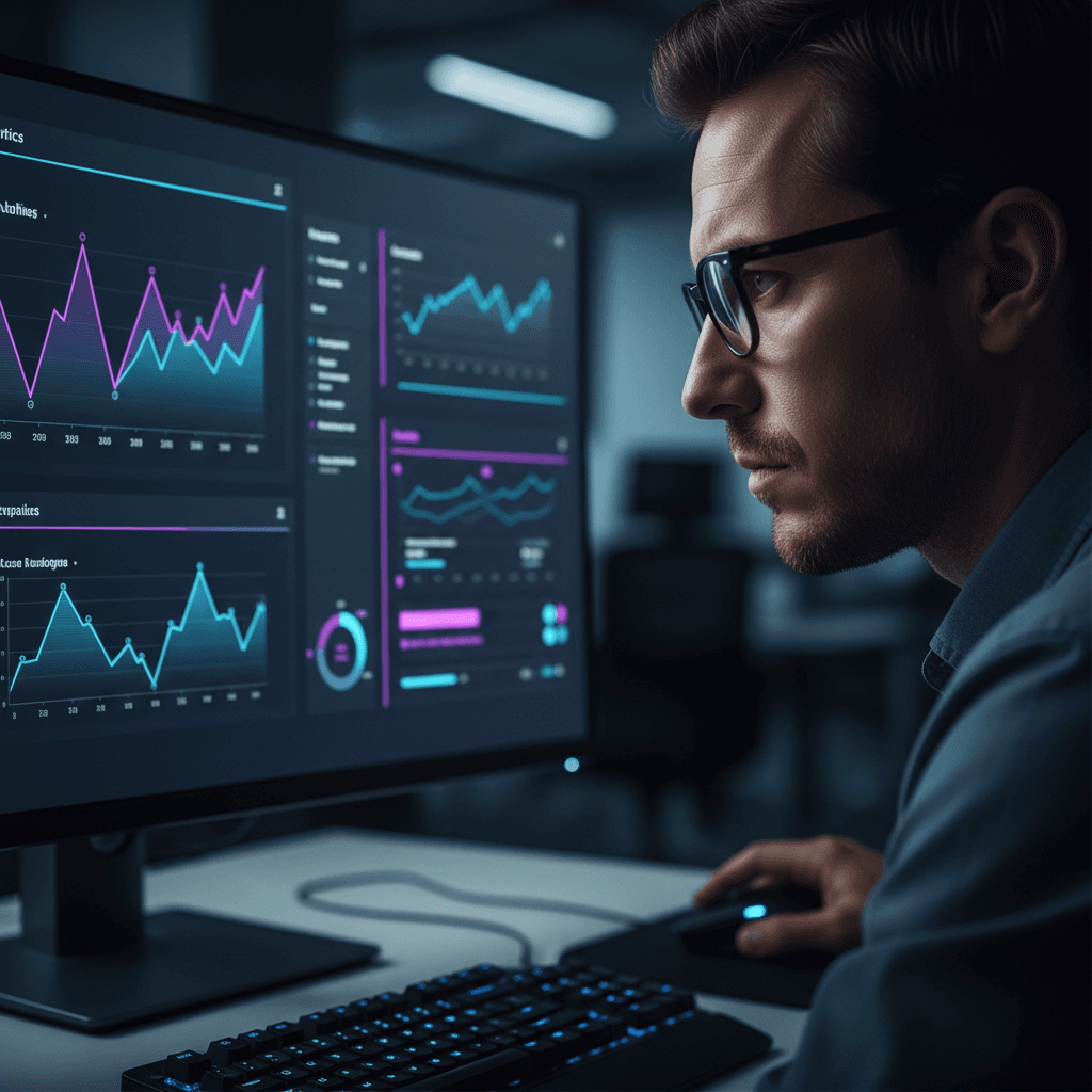 StackTrack peptide tracking dashboard on laptop screen