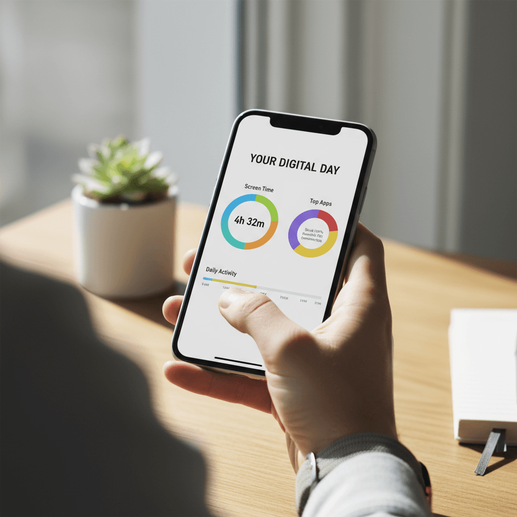 StackTrack app on smartphone showing daily check-in interface